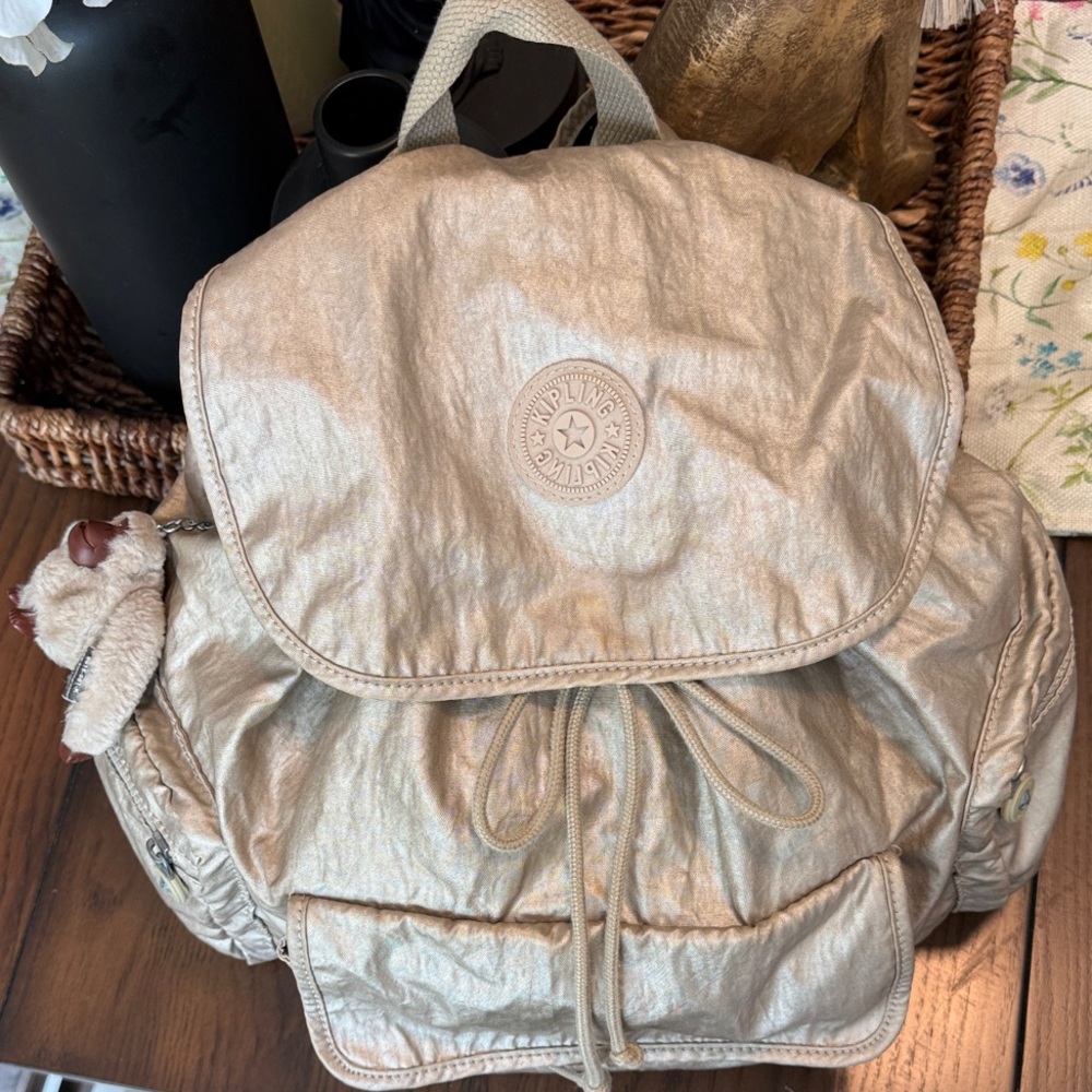 Kipling Metallic Champagne Backpack - Picture 2 of 6
